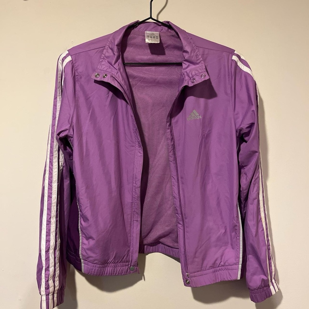Adidas Women's Purple Classic Windbreaker Jacket - Picture 3 of 5